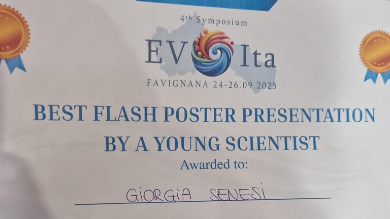 Best Flash Poster presentation by a young scientist at the 4th Symposium EVIta, Favignana, Italy, 24-26.09.2025